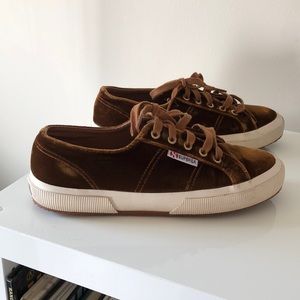 Superga Brown Velvet Sneakers